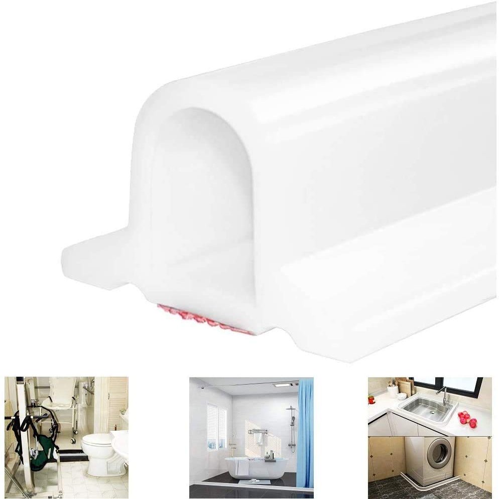 Foldable Silicone Shower Threshold Water Barrier, 150 cm, White