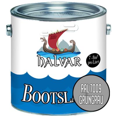 Halvar Gray Boat Paint RAL 7000–7047, Glossy Yacht Paint, PU-Reinforced, for Wood and Metal (5 L, RAL 7009 Gray Green)