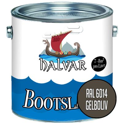 Halvar Boat Paint Green RAL 6000–6037, Glossy Yacht Paint, PU-Reinforced for Wood & Metal (5 L, RAL 6014 Yellow Olive)