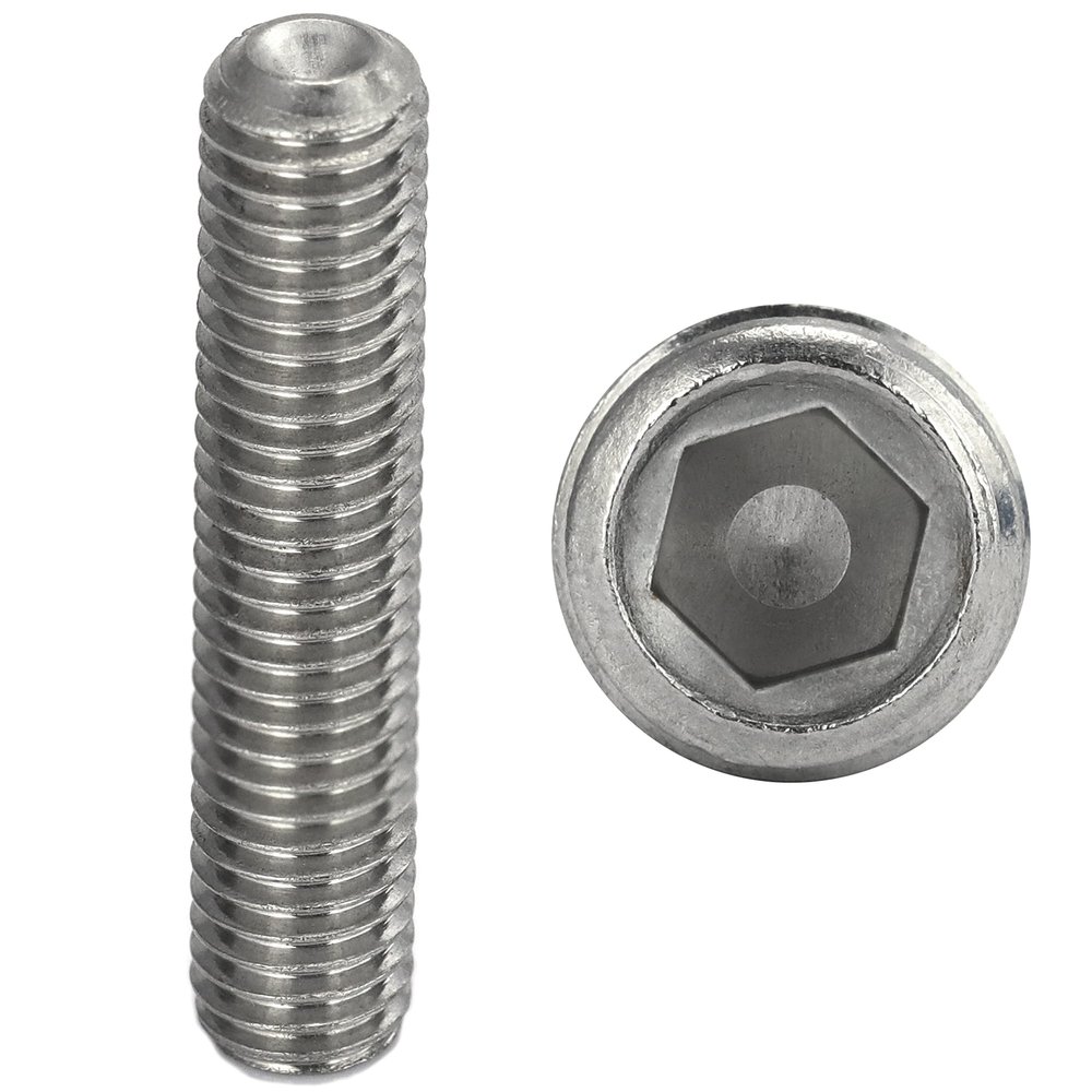 FASTON M12x60 Stainless Steel A2 Socket Set Screws with Ring-Cutting Tip, 30-Pack, DIN 916