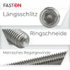 FASTON M12x60 Stainless Steel A2 Socket Set Screws with Ring-Cutting Tip, 30-Pack, DIN 916 view 2