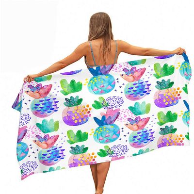 Surwin Microfiber Beach Towel, Pineapple Print, 70 x 150 cm, Green Plants