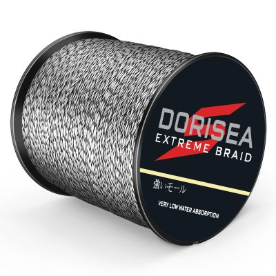 DORISEA Extreme Braid Braided Fishing Line, 8 Strands, 100% PE, 300 m, 2.7–250 kg Tested, Abrasion-Resistant, Superline, No Stretch, Small Diameter, Black and White, 113.4 kg/0.8 mm