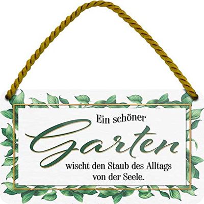 schilderkreis24 Metal Sign – “A Beautiful Garden Wipes the Dust of Everyday Life from the Soul,” 18 x 12 cm