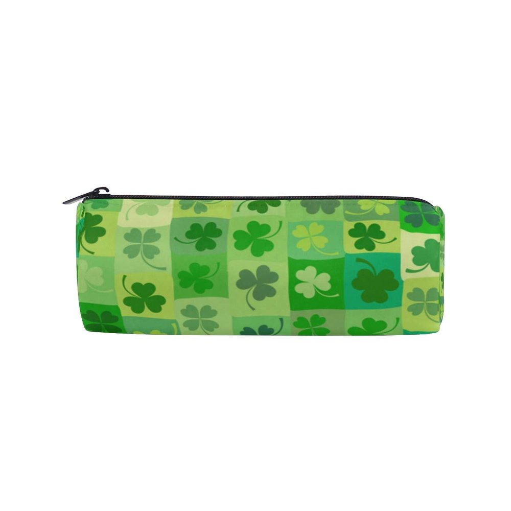 RXYY Green Clover Canvas Pencil Case with Zipper