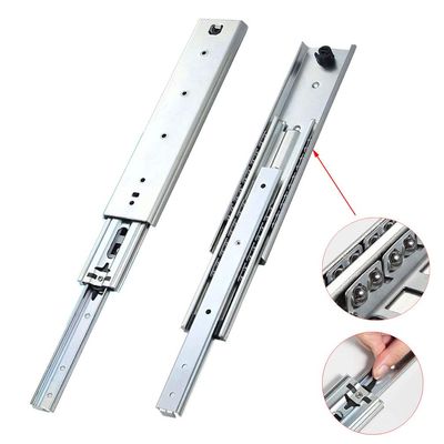 Heavy-Duty Drawer Slides, 3-Section Telescopic, Side-Mount, 550 mm (22 in), 150 kg/330 lb, Silver, 2-Pack