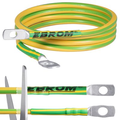 EBROM H07V-K Grounding Cable 16 mm² Green/Yellow, 200 cm, M8 + M12