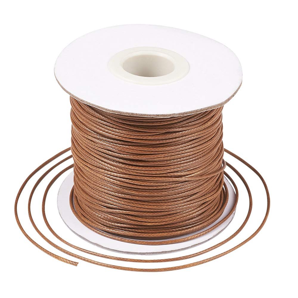 Craftdady 80 Yards/Roll 1 mm Round Waxed Polyester Cord, Saddle Brown