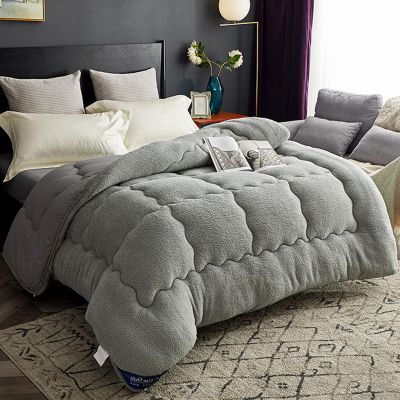 SHUOJIA Winter Quilt, Lamb Fleece/Cashmere, Gray, 180 x 210 cm, 3 kg