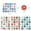 Naler 4 x 24 Advent Calendar Number Stickers 1–24, Round Christmas Stickers for Crafts and Decorating, 4 cm view 2