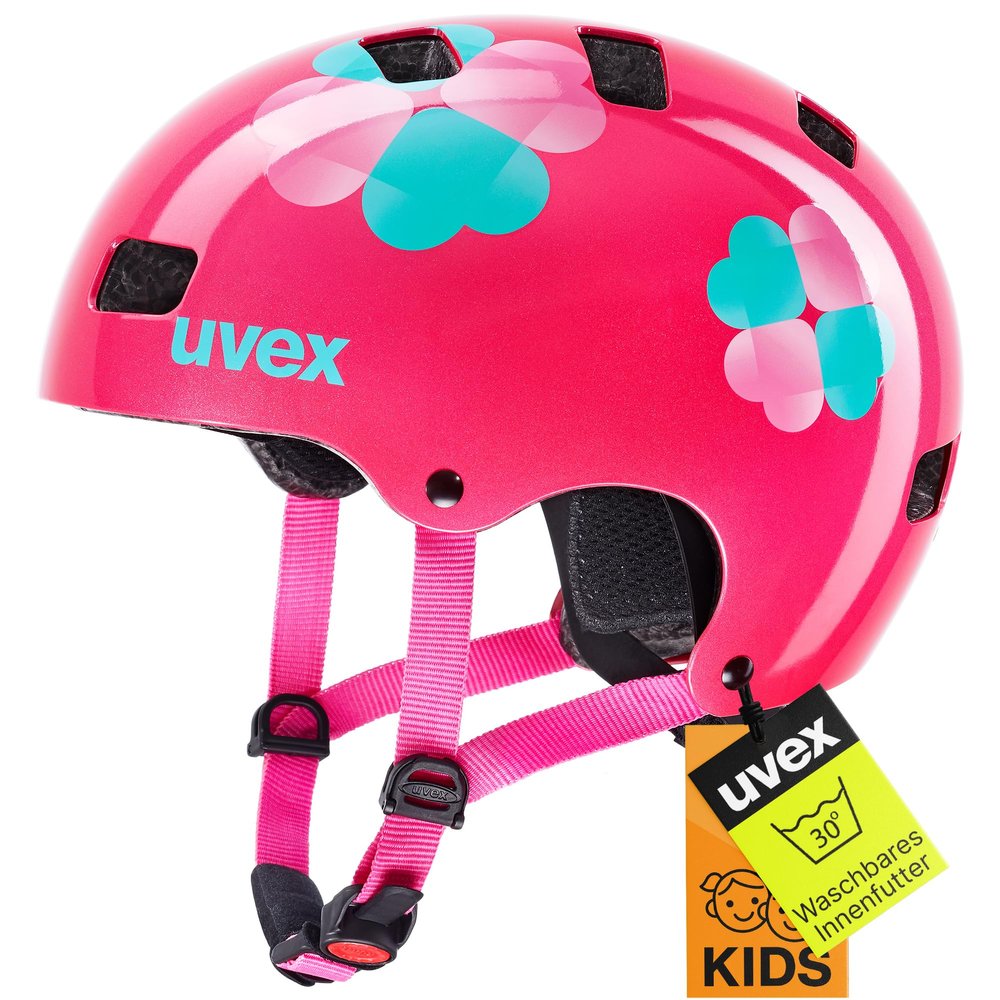 uvex Kid 3 Kids' Bike Helmet, Pink Flower, 51–55 cm
