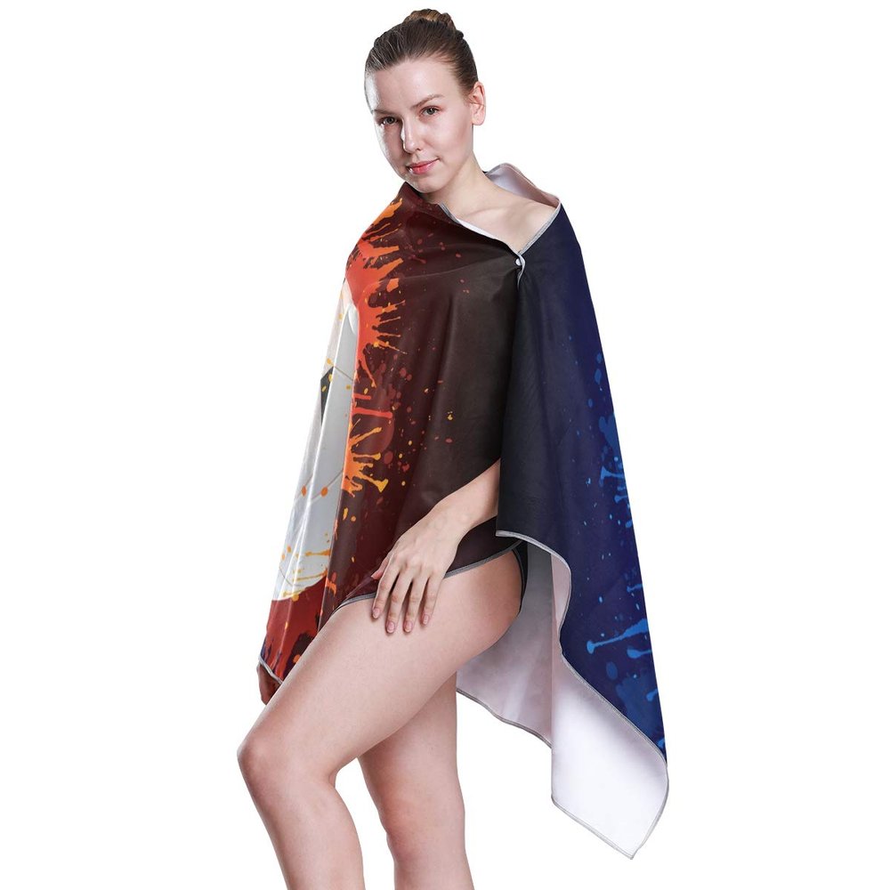 linomo Soccer Ball Galaxy Bath Towel, Absorbent Quick-Dry Towel