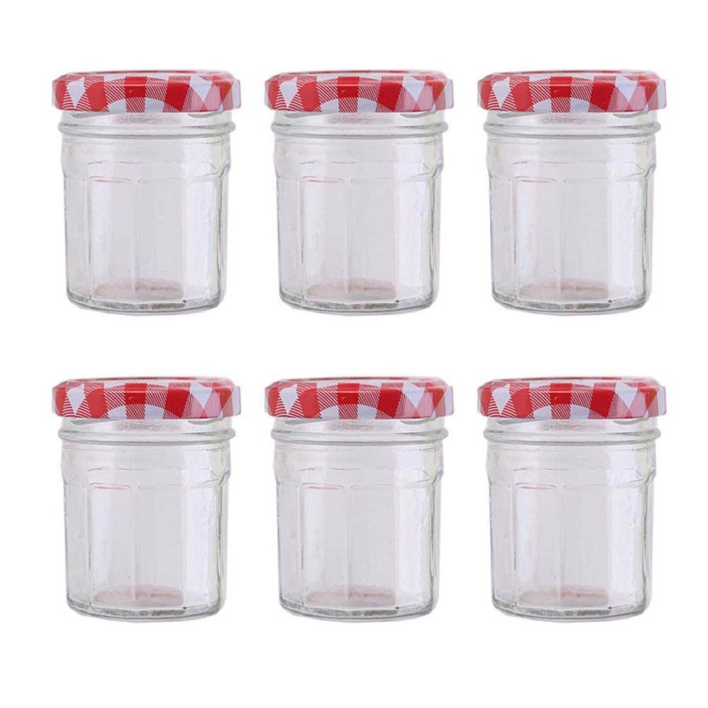 Cabilock 6-Piece Clear Glass Food Storage Jars with Lids
