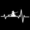 SUIFENG 17 cm x 7.9 cm Heartbeat Line Kayak Girl Paddling Sea Ocean River Fishing Car Vinyl Sticker, Black/Silver view 1