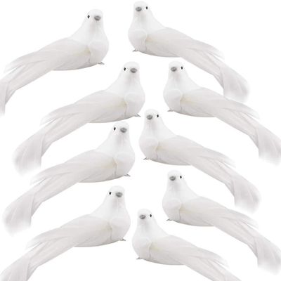 UWIOFF 12-Piece Artificial White Dove Birds