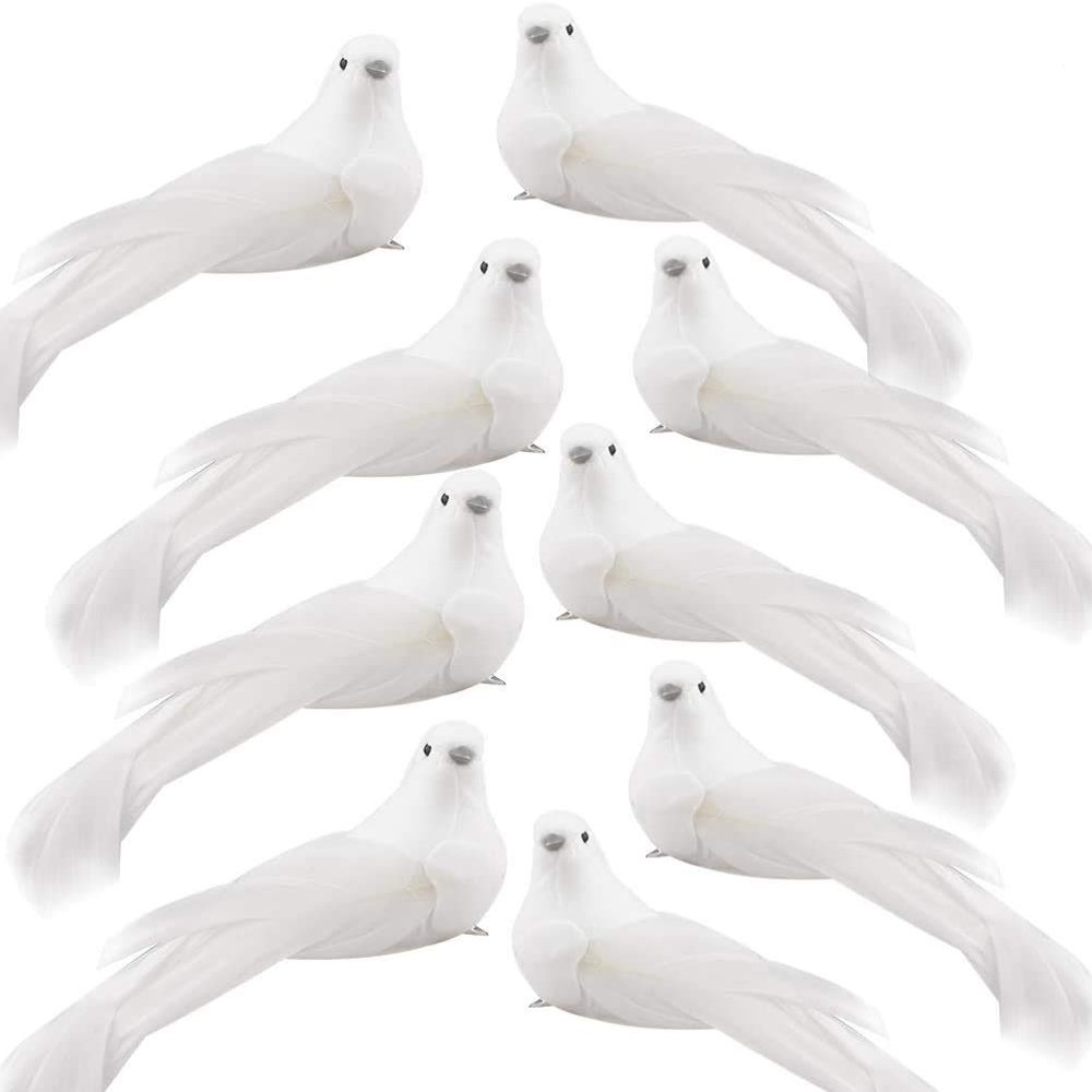 UWIOFF 12-Piece Artificial White Dove Birds