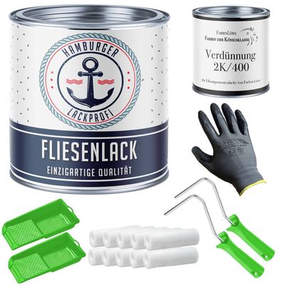 MATTE Pastel Turquoise RAL 6034 Green Tile Paint for Floor and Wall Tiles with Painting SET (X300) and Thinner // Hamburger Lack-Profi (1 L)