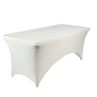 GEBIN Spandex Stretch Rectangular Tablecloth, Fitted Table Cover for Wedding, Banquet, Party, Event, Trade Show, Ivory, 8 ft