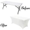 GEBIN Spandex Stretch Rectangular Tablecloth, Fitted Table Cover for Wedding, Banquet, Party, Event, Trade Show, Ivory, 8 ft view 3
