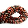 80 Natural Crystal Beads, Round Red and Black Agate, 10 mm view 2