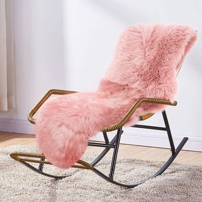 MH MYLUNE HOME Genuine Sheepskin Rug 170 x 60 cm, Soft and Fluffy, Pink