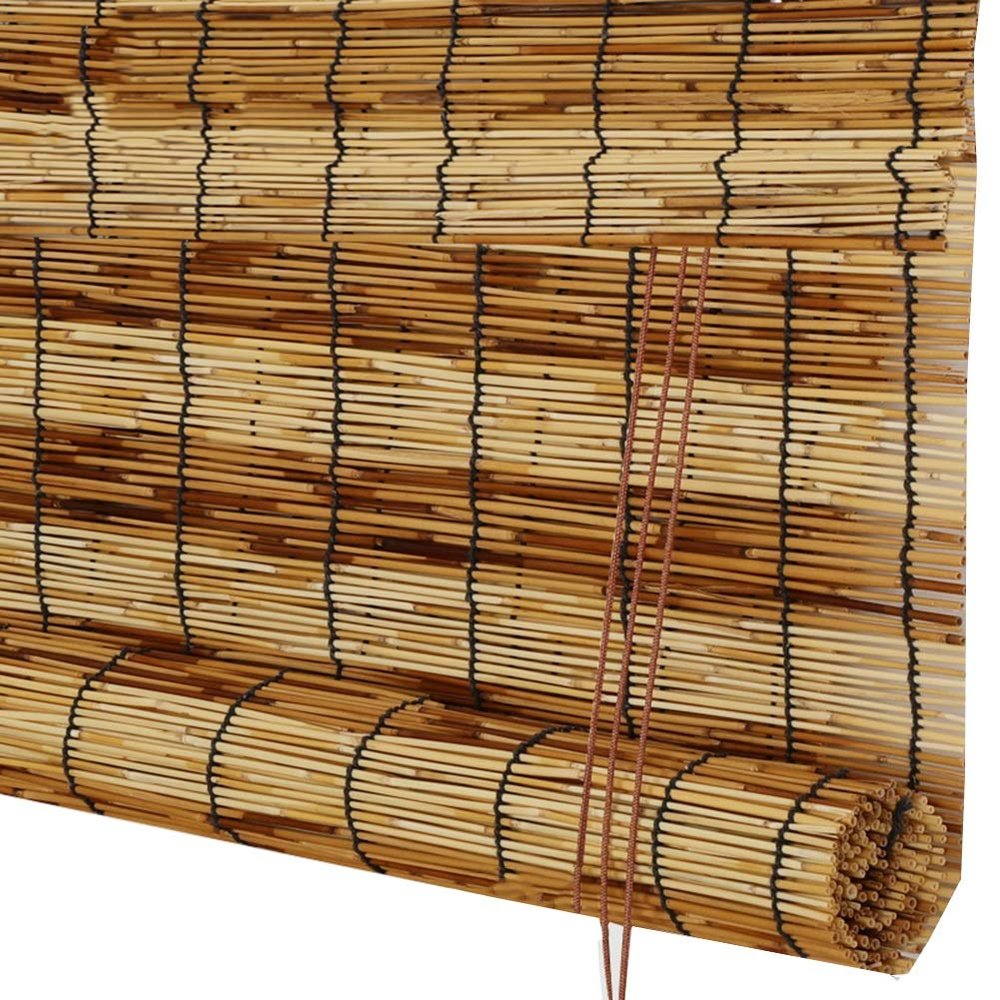 LMM Handmade Bamboo Reed Roll-Up Curtain with 15 cm Header, 60 x 180 cm, Color A