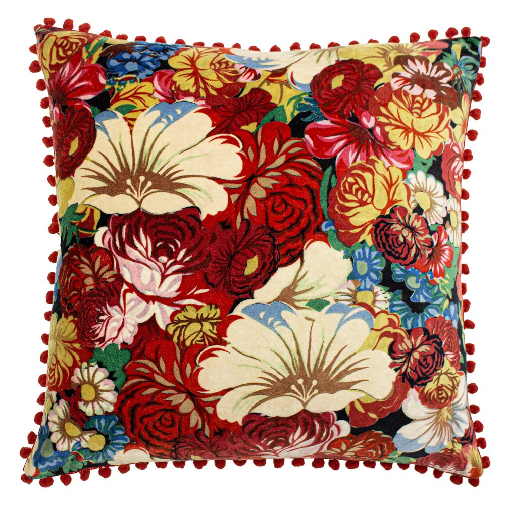 Paoletti Cushion with Polyester Filling, Black/Ruby, 50 x 50 cm (20 x 20 in)