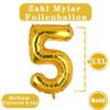 100 cm Large Gold Number 5 Foil Balloon, Giant Mylar Helium Balloon for Birthday Party Decorations view 2