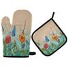Spring/Summer Bird Butterfly Dragonfly Flower Quilted Oven Mitts and Potholders view 1