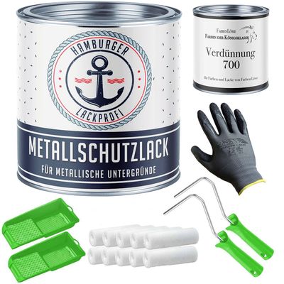 Matte Metal-Protective Paint, Sulfur Yellow RAL 1016, with Painting Set (X300) and 1 L Thinner — Hamburger Lack-Profi (20 L)