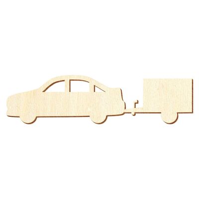 Wooden Car V7 with Tarpaulin Trailer, 25 cm