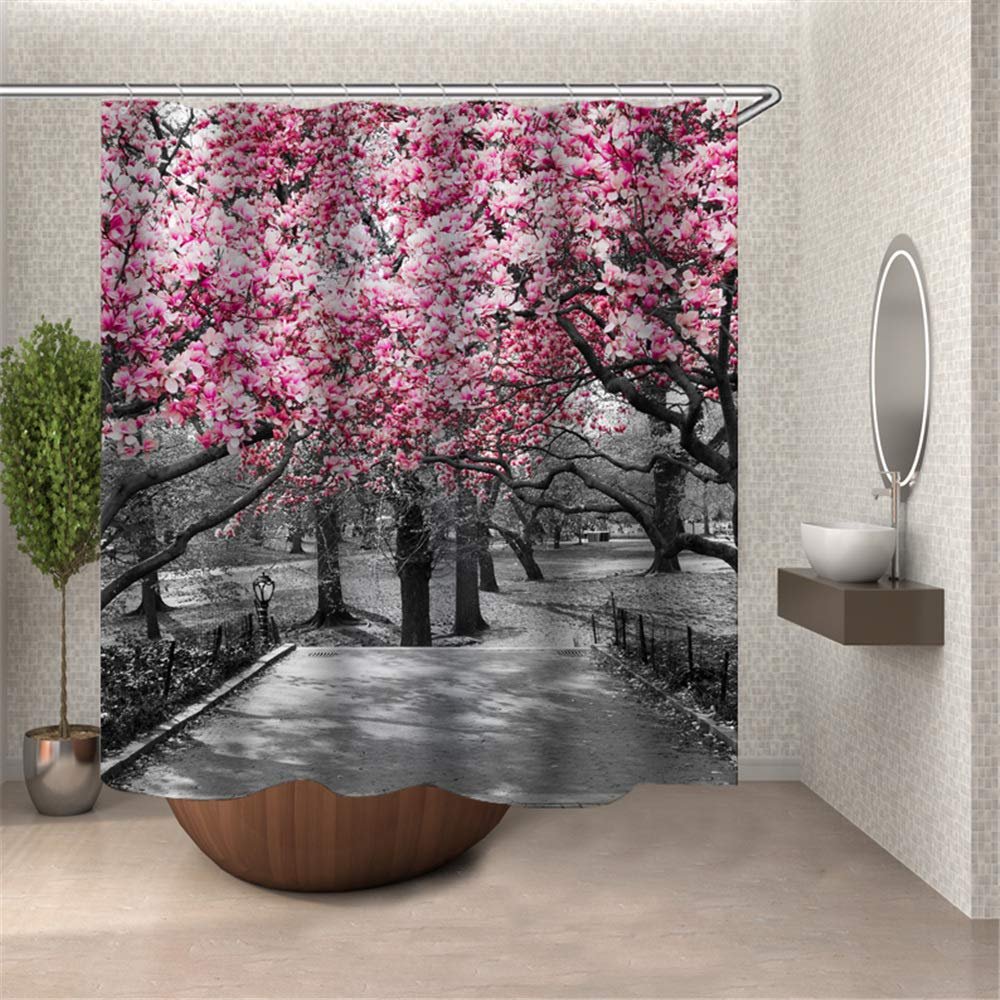 Chickwin Chickw1 3D Flower Forest Shower Curtain, Pink, 180 x 180 cm