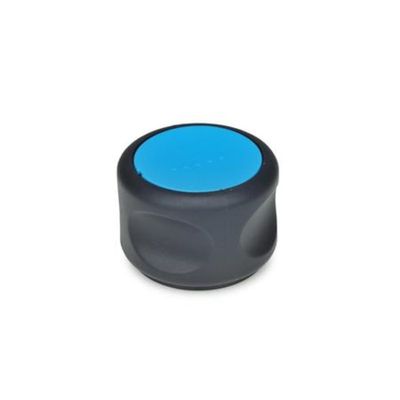 ELESA Knob, Blue Cover Cap, 12 mm Hub Groove