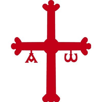 Unbekannter Vinyl Sticker with Asturian Cross, 5.5 x 7 cm, Red