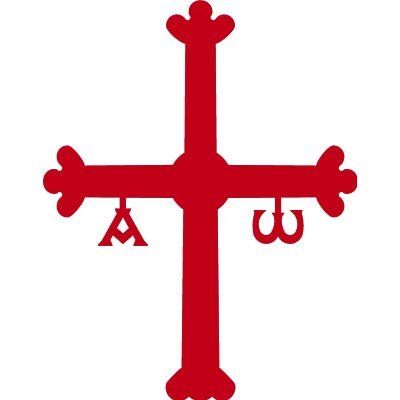 Unbekannter Vinyl Sticker with Asturian Cross, 5.5 x 7 cm, Red