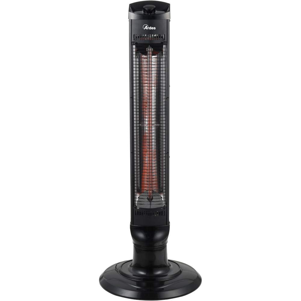 Ardes CAIO Tower Heater with Carbon Fiber Lamp, 2 Power Levels (400/1000 W), Automatic Oscillation, Metal Structure and Tip-Over Safety System