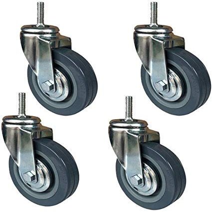 MU 3/4-Inch Heavy-Duty Swivel Casters with Brakes, M10/M12 Threaded Rods