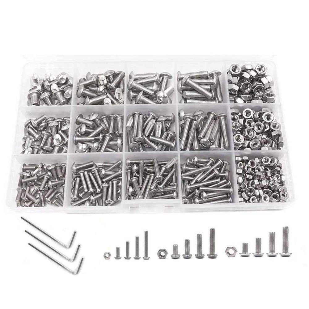 SGerste M3 M4 M5 Stainless Steel Hex Bolts, Socket Head Screws & Nuts Set, 503 Pieces