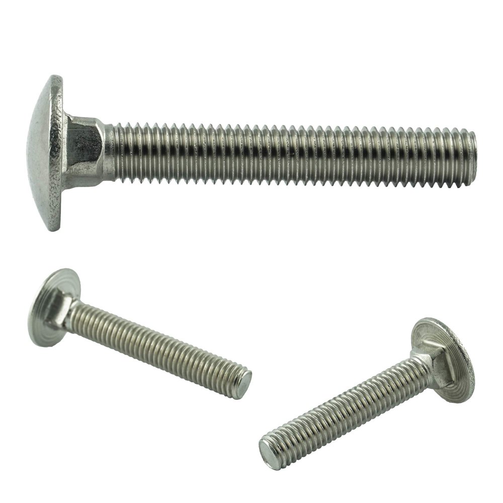 AGBERG M8 x 100 mm A2 Stainless Steel Carriage Bolts, Fully Threaded, Square Neck, 50-Pack