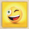 Vintage LED-Lit Sign with Yellow Wooden Frame, Emoticon 0003 view 2