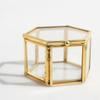 Harilla Hexagonal Glass Geometric Terrarium Jewelry Box for Weddings and Engagements, Gold, 8 x 6.8 x 4.5 cm view 2