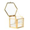 Harilla Hexagonal Glass Geometric Terrarium Jewelry Box for Weddings and Engagements, Gold, 8 x 6.8 x 4.5 cm view 3