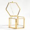 Harilla Hexagonal Glass Geometric Terrarium Jewelry Box for Weddings and Engagements, Gold, 8 x 6.8 x 4.5 cm view 4