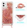 CaseLover Crossbody Phone Case for iPhone 12, Rose Gold Glitter Liquid Quicksand Silicone Case with Lanyard view 2