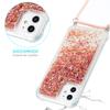CaseLover Crossbody Phone Case for iPhone 12, Rose Gold Glitter Liquid Quicksand Silicone Case with Lanyard view 3