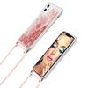 CaseLover Crossbody Phone Case for iPhone 12, Rose Gold Glitter Liquid Quicksand Silicone Case with Lanyard view 4