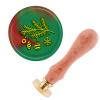 craspire Christmas Wax Seal Stamp, Pine Cone Branch with Bell, 25 mm, Removable Brass Head, Wooden Handle view 1