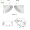 ECOLAM Frida Polimat Acrylic Corner Bathtub, White, 140 x 90 cm, Right + Carrier, Waste Set, Feet & Silicone view 4