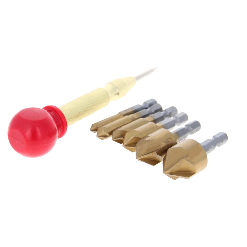 Utoolmart Gold-Plated High-Speed Steel Countersink Set, 6-Piece