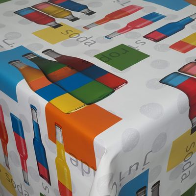 DecoHomeTextil Wax Tablecloth Soda Lemonade Juice, Gray, 100 x 400 cm, Rectangular